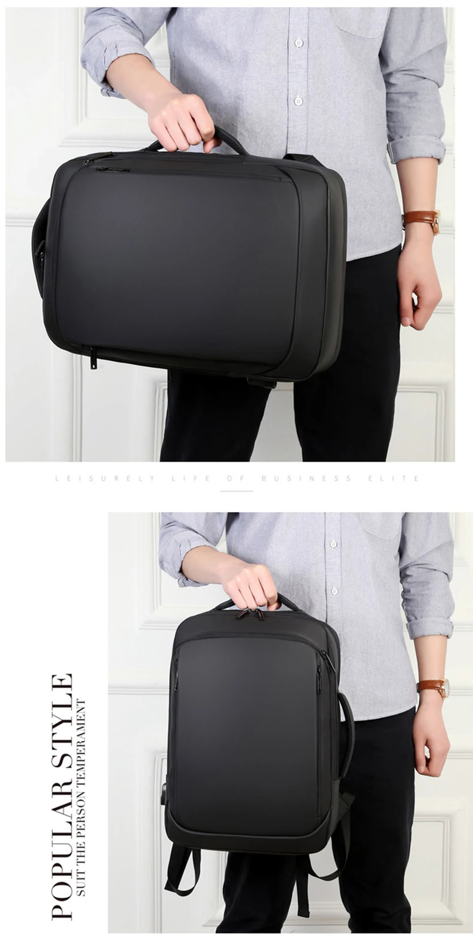 19 Mens Backpack Male Business Laptop 17'' 15.6 Inch Bag Outdoor Travel USB Charging Mochila Manager Smart Anti Theft Backpacks Bag
