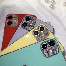 

Diamond Camera Lens Protector Film Phone Case For iPhone 13 12 11 Pro Max Mini Cover Black Rose gold Silver Coque
