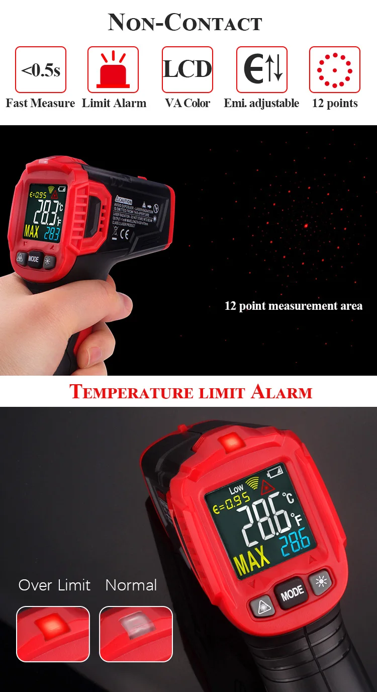 HT650 цифровой инфракрасный термометр гигрометр Метеостанция измеритель температуры измеритель влажности лазерный термометр