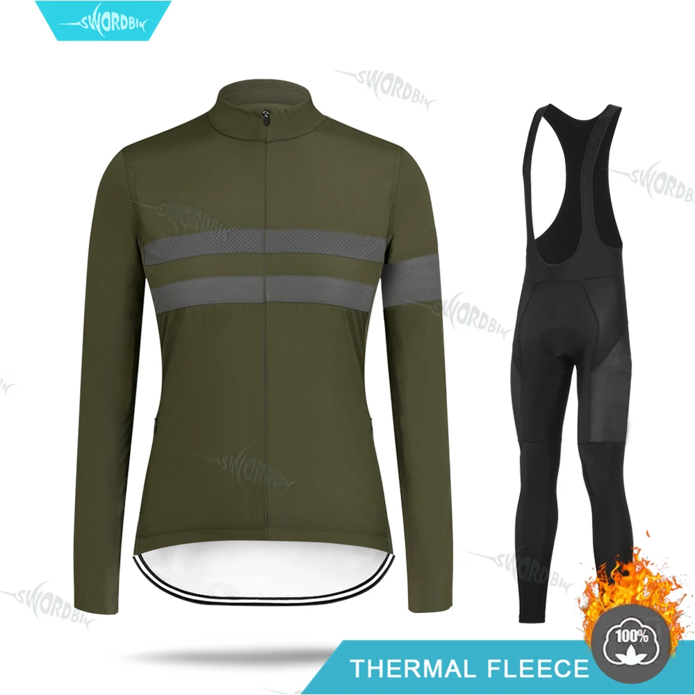 Комплект из Джерси с длинным рукавом для велоспорта, женская зимняя одежда, теплая флисовая одежда для велоспорта, Ropa De Ciclismo Invierno Mujer MTB, униформа - Цвет: Bib Cycling Set
