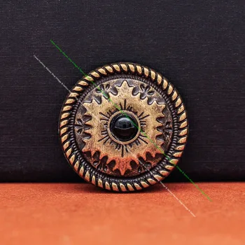 

10PC VINTAGE BRASS SUN STAR FLOWER ROPE SIDE LEATHERCRAFT TURQUOISE CONCHO WESTERN HEADSTALL BRIDLE BELT CONCHO SCREWBACK