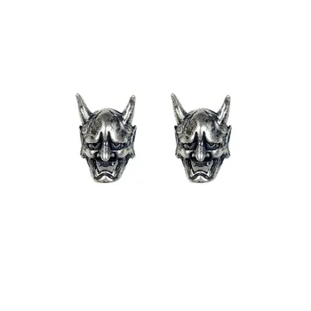 

925 Sterling Silver Ghost Skull Stud Earrings for Women Ox Horn Mask Punk Vintage Earrings Men Jewelry Girls Gift Wholesale
