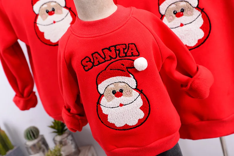 Семейные рождественские вельветовые свитера г. Зимние свитшоты с принтом Санта Клауса для мамы, папы, дочери и сына семейная одежда для мамы и меня