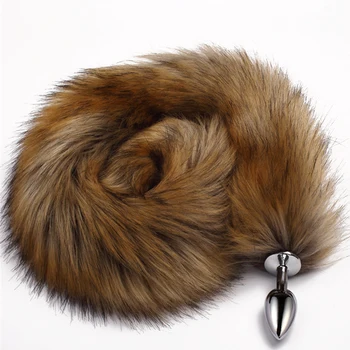 78cm Super Long Fox Tail Anal Plug Faux Fur Tail Metal Butt Plug Cosplay Role Adult Novelty Anal Beads Sex Toys For Man Women 2