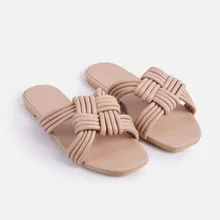 

2021 sexy sandals new woven tie flat shoes slipper European and American fashion women's slippers