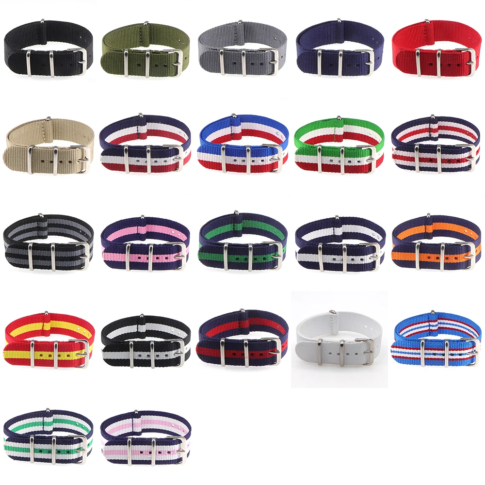 

18mm 20mm NATO Army Sports brand Nylon fabric belt accessories belt buckle bands 007, James bond. black 20mm watch strap