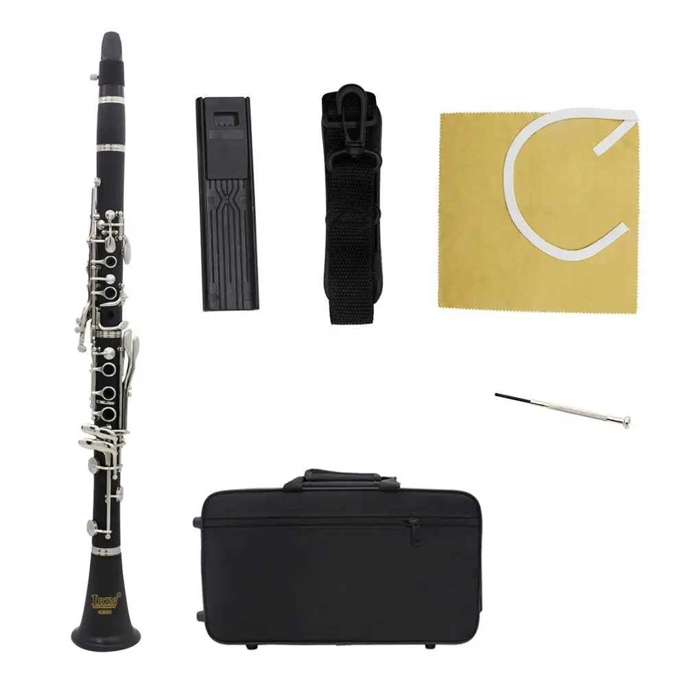 

Clarinet ABS 17 Key bB Flat Soprano Binocular Clarinet with Cleaning Cloth Screwdriver Reeds Case Woodwind Instrument