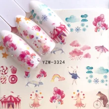 1 лист водяной знак красочный детский мир Дизайн ногтей Водные Наклейки переводные наклейки маникюр ногтей Обертывания украшения