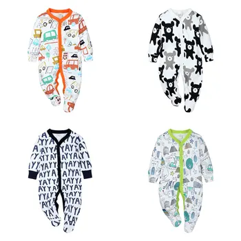 

Cartoon Print Newborn Baby Rompers Soft Cotton Long Sleeve Footes Baby Boys Rompers Spring Autumn Infant Onesies 3-18 Months