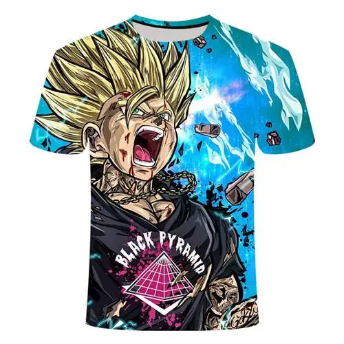 Новинка, футболка с драконом и шариком, Супер Saiyan Dragon Ball Z Dbz Son, футболка Goku Japan Vegeta, уличная, белая, Азиатский Размер 6XL - Цвет: TX090