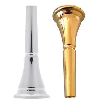 

2 Pcs French Horn Mouthpiece Durable Stylish French Horn Mouthpiece, Gold & Silver