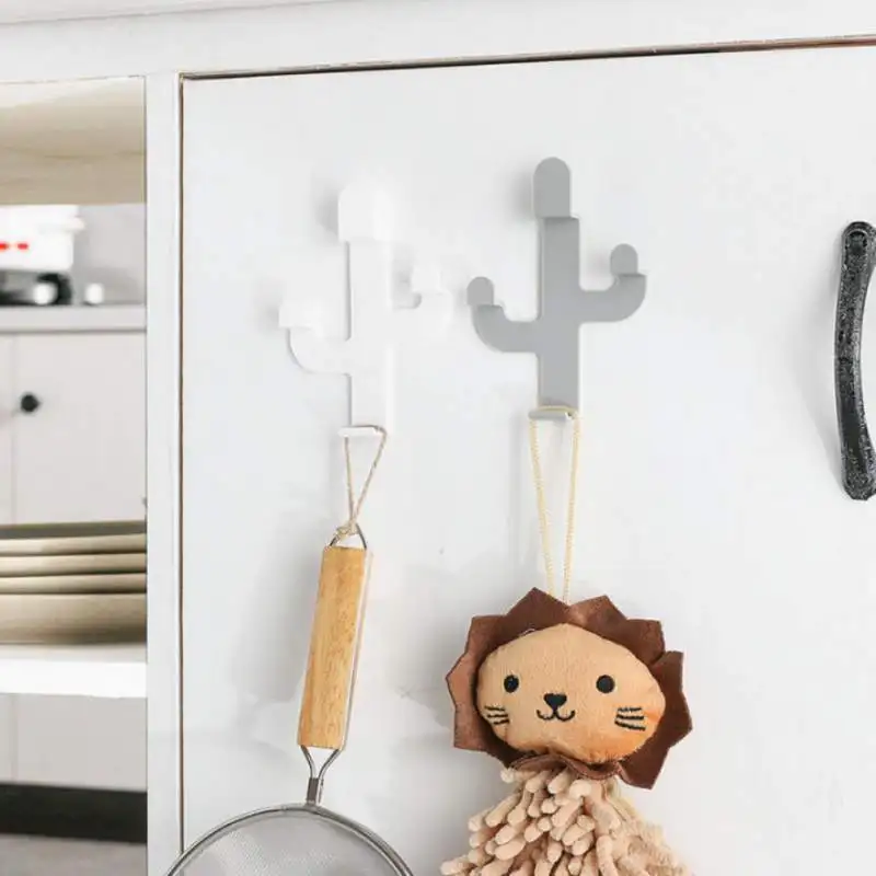 

1PC key holder wall Cactus Shaped Adhesive Hook Clothes Hanger Wall Door Towel Bag Key Hanger home decoration accessories HH