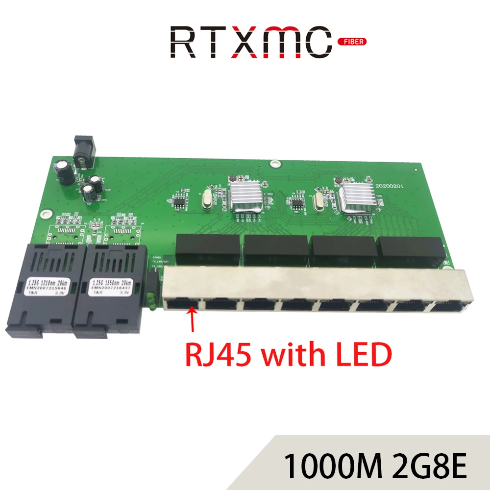 5 шт. 8 UTP &amp 2 SC 10/100/1000M Gigabit Ethernet-коммутатор Ethernet волоконно-оптический медиа
