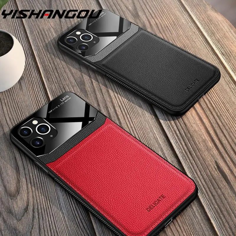 

YISAHNGOU Case For iPhone 11 2019 10 6 6s Leather Hybrid Case Luxury Slim Cover For iPhone 11 Pro XS Max XR XS 8 7 Plus 6s Coque