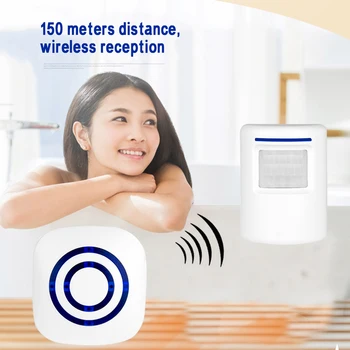 

110V-240V Wireless Doorbell PIR Infrared Sensor Motion Detector Entry Door Bell Alarm w/ Receiver & Transmitter EU/US Plug Hot
