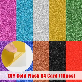 

10pcs / set A4 Children's Glitter Paper Embossed Paper DIY Powder sSelf-adhesive Crafts Imagine & Cultivate Handcraft Skills