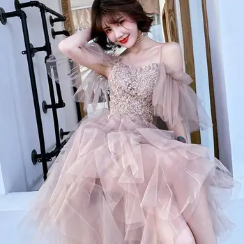 

Off Shoulder Evening Party Dress For Young Lady Beads Sequins Qipao Strapless Cheongsam Women Summer Sexy Mesh Gown Vestidos