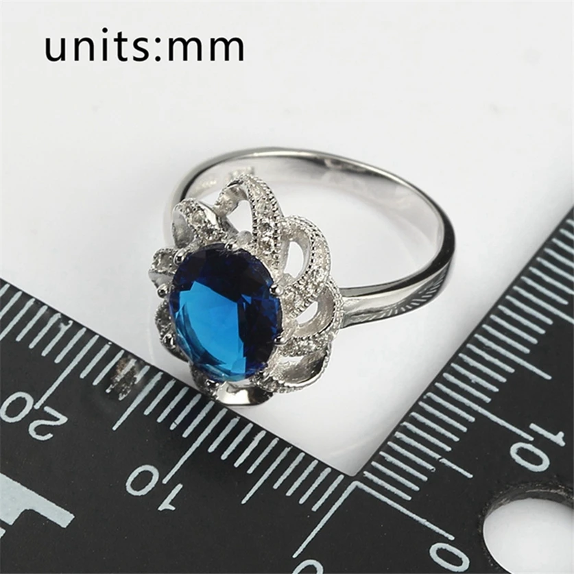 Eulonvan винтажные Свадебные Кольца из стерлингового серебра 925 пробы, ювелирные изделия и аксессуары для женщин, темно-синий кубический цирконий, S-3703, Размер 6 7 8 9