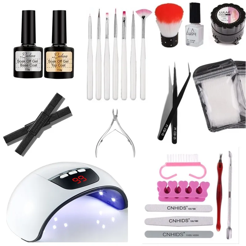 Маникюрный набор для ногтей УФ-гель маникюрный комплект полный набор маникюрный Профессиональный Полупостоянный УФ-лак наборы для гелевых ногтей с лампой