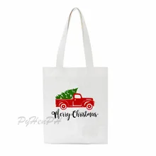 Веселые сумки для родественских покупок, Дамская парусиновая сумка-шоппер, сумки на плече, пляжные сумки, школьные сумки для девочек, большая ВМЕСТИТЕЛЬНОСТЬ