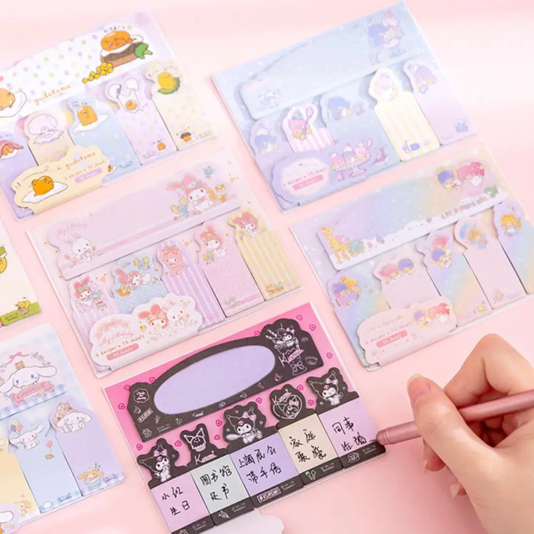 Kawaii Sanrio ленивое яйцо Гудетама Мелодия Twinstar пальцы блокнот для заметок Липкие