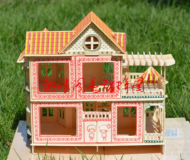 3D для того, чтобы сделать дом деревянный пазл ручной работы, Китай(материк) головоломки в собранном виде домик для собственной сборки мебель 10-летней стерео модель