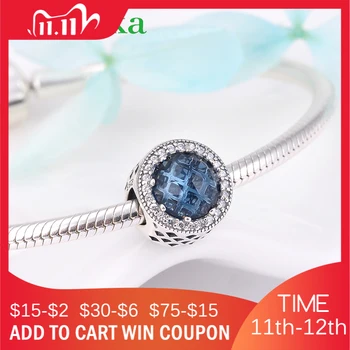 

925 Sterling Silver blue zircon beads womens accessories trendy 2018 Fit Original European Charm Bracelet Jewelry making