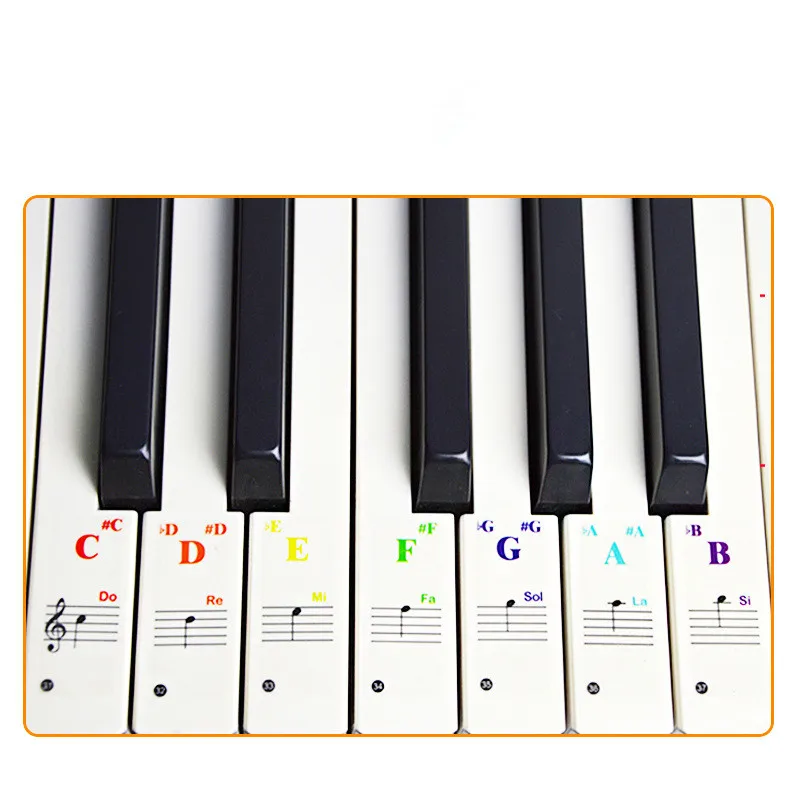 

Piano Sticker Transparent Piano Keyboard Sticker 49/61 Key Electronic Keyboard 88 Key Piano Stave Note Sticker for White Keys