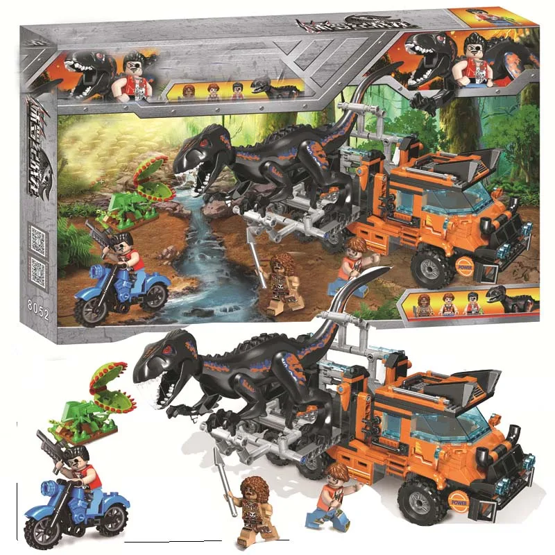 Baratos Bloques de construcción dinosaurios del Mundo Jurásico Tyrannosaurus Rex Velociraptor Triceratops juego de bloques para niños Parque Jurásico