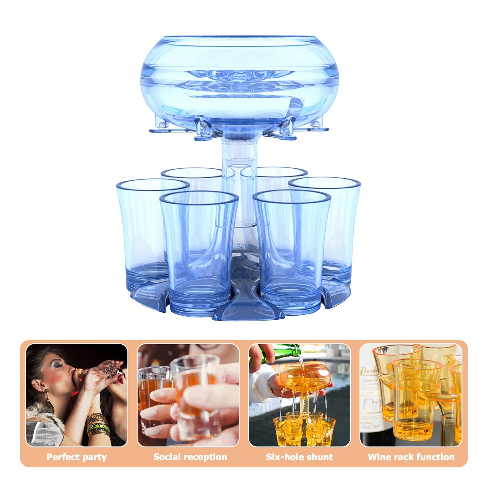 6 Shot Glass Dispenser Holder Drinking Games Shot Glasses Wine