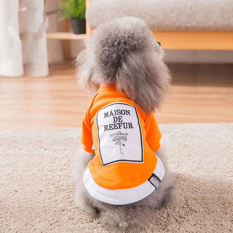 

Puppy Dog Clothes Lace Decor Fake Two Pieces Dog Vests with Letters Printing Fashion Pet Autumn and Winter Warm Vest for Pet Dog