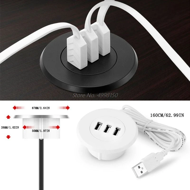 Оптовая продажа Прямая поставка 5 см отверстие для втулки в столе 3 порта USB 2 0