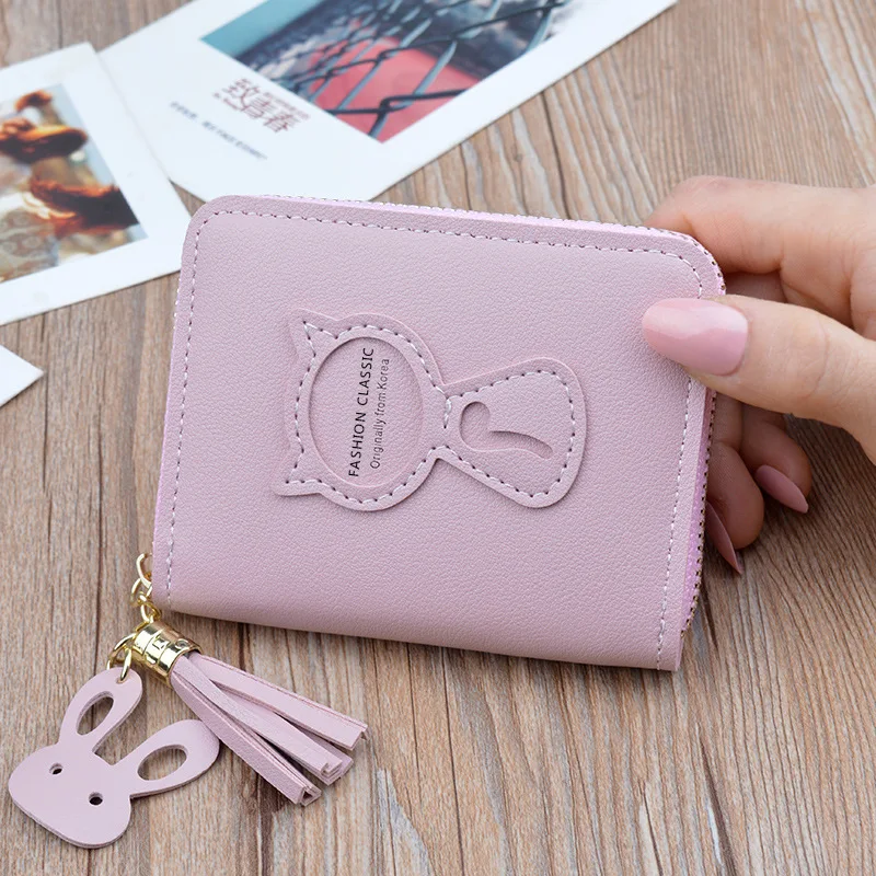 

2019 New Style Wallet Women's Short Zipper Wallet Korean-style Cute Cat Mini Key And COIN Case