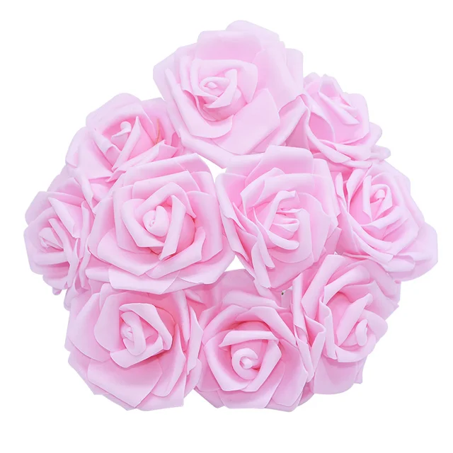 10/20/30 Heads 8CM New Artificial PE Foam Rose Flowers Bride Bouquet Home Flower Wedding Decorations Scrapbooking DIY Flower light pink