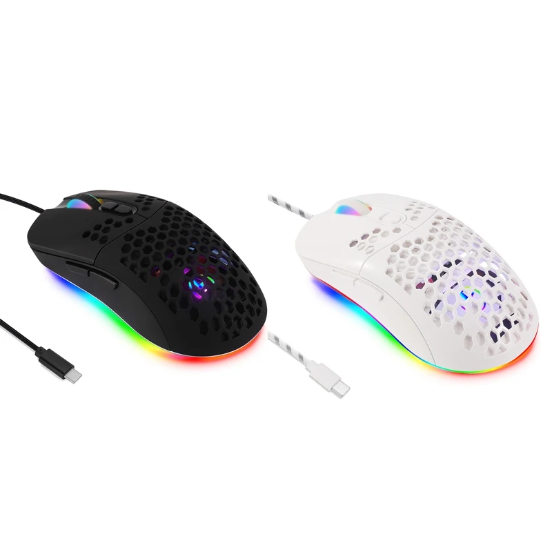 E20 Type-C Wired Mouse Portable 7200DPI 7-Button RGB Backlit Gaming for Computers or Laptops with C Ports | Компьютеры и офис