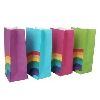 

40/48Pcs Paper Bag Mini Stand up Rainbow Packing Bags Open Top Gift Cookie Candy Packing paper Gift Bag Party Supplies