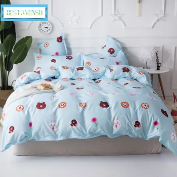 

BEST.WENSD western style quilt cover comfort bedding collection king bed spreads sets Bear -lovely animal bedsheet bedding set