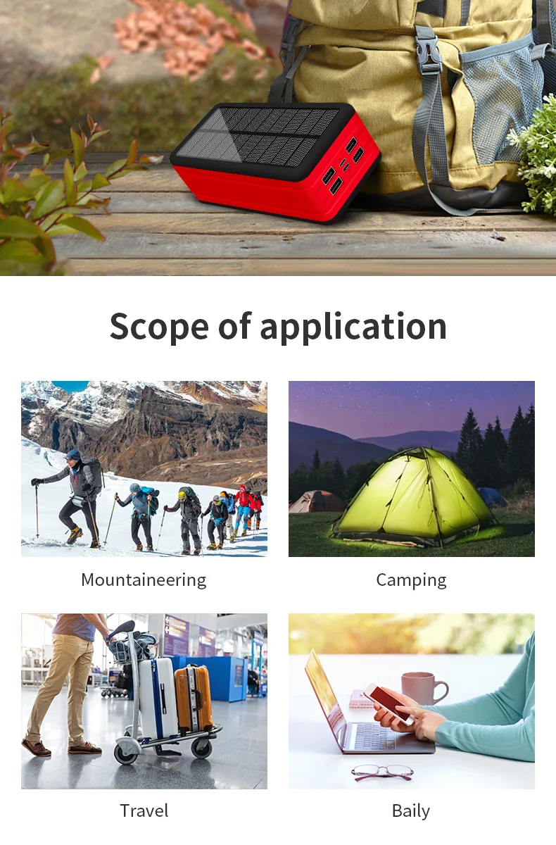 99000mAh Solar Powerbank Large Capacity Portable Outdoor Travel External Battery with SOS LED Light for iPhone13 Samsung Xiaomi power bank battery