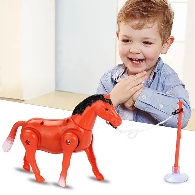 Electric Horse Pony Rotating Toy Around the Pile Developmental Gift White Red colors Electronic Pets for kids 2