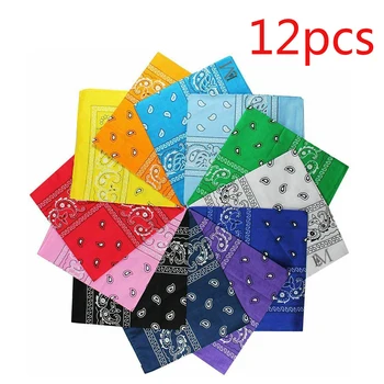 

12ps Hip Hop Bandanas Scarf Cotton Non Fading Paisley Print Scarf Headband Printed For Women/Men/Boys/Girls Hair Band Wrist Wrap