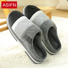 ASIFN; мужские тапочки с мехом; зимние водонепроницаемые Нескользящие теплые домашние бархатные женские тапочки; пара хлопковых тапочек; Chinelo Masculino