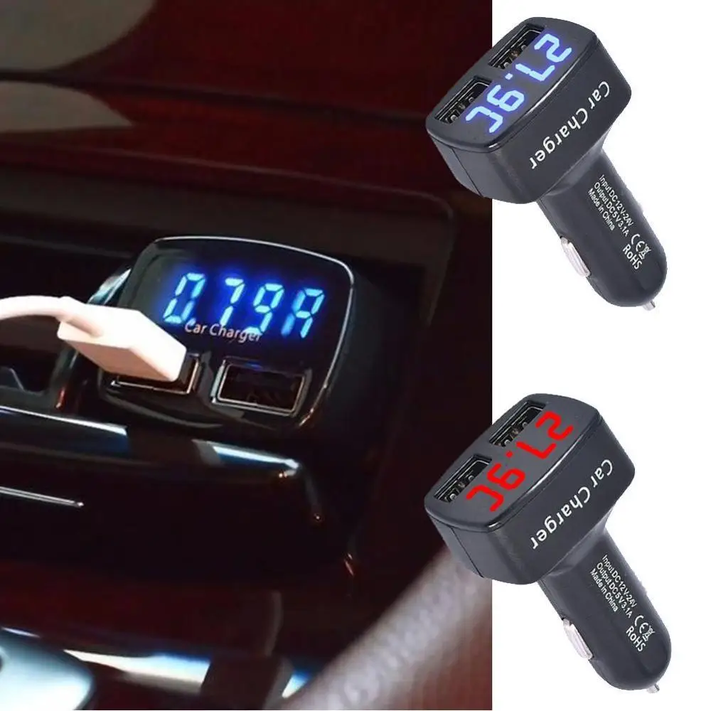 2019 NEW Dual USB Car Charger 5V 3.1A Universal 4 in 1 with Voltage/temperature/Current Meter Tester Adapter Digital LED Display |