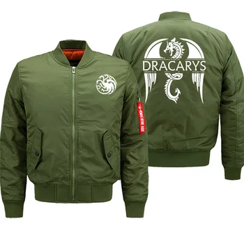 

Dracarys Dragon Game Of Thrones Vintage Printed Autumn Winter Hot Sale Jackets Men Motorcycle Bomber Hip Hop Jacket Coat Thick