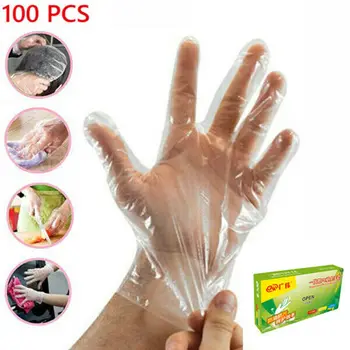 

100 Disposable Plastic Gloves Polythene Boxed Food Prep Food Safe Size Medium