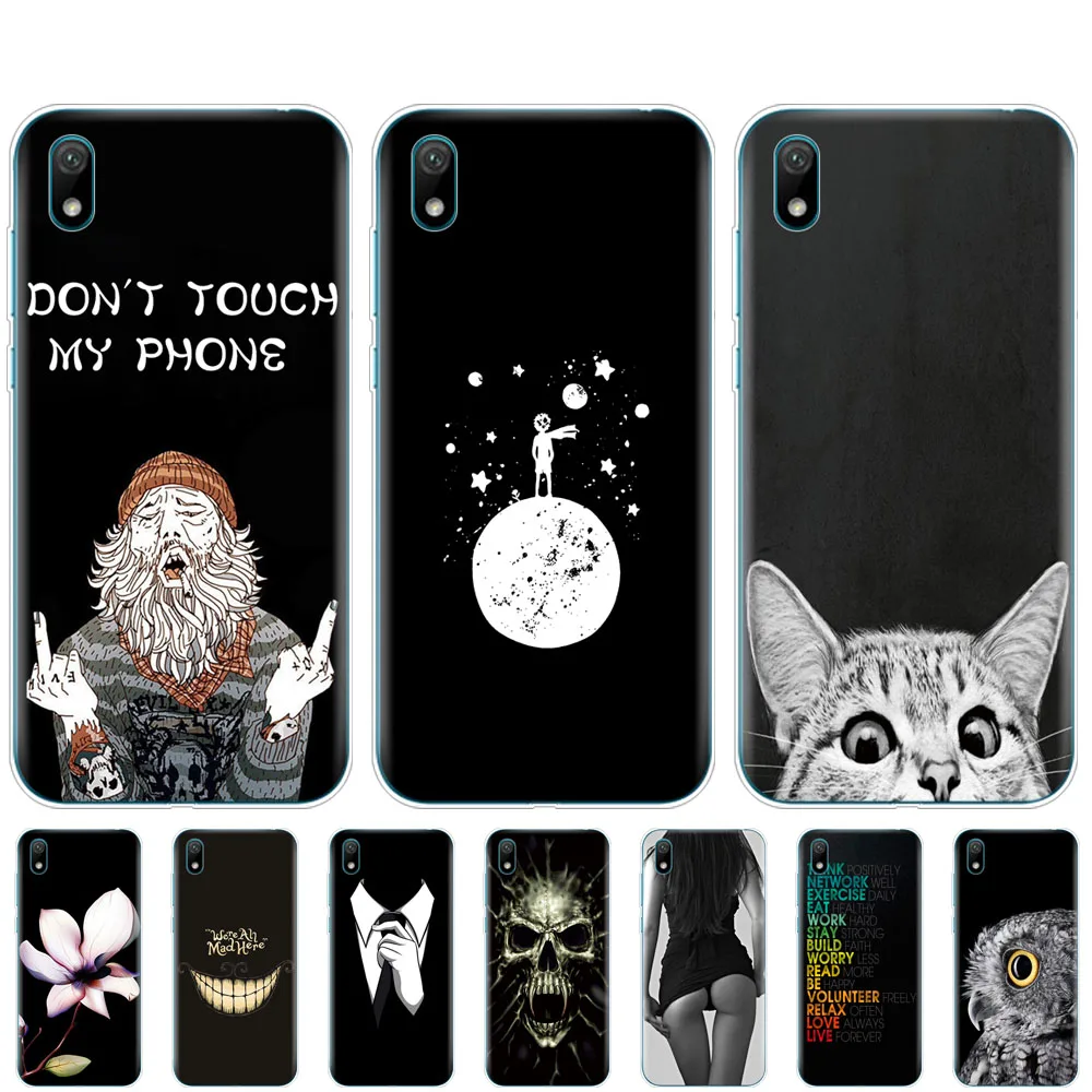 

For Huawei y5 2019 Case coque Silicon TPU phone Cover on For Huawei Y5 2019 bumper 5.71 inch Funda Skin shockproof cute black