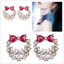 Розовый лук темперамент личности серьги полые дикие хипстерские женские серьги корейские S925 Серебряные иглы ювелирные изделия