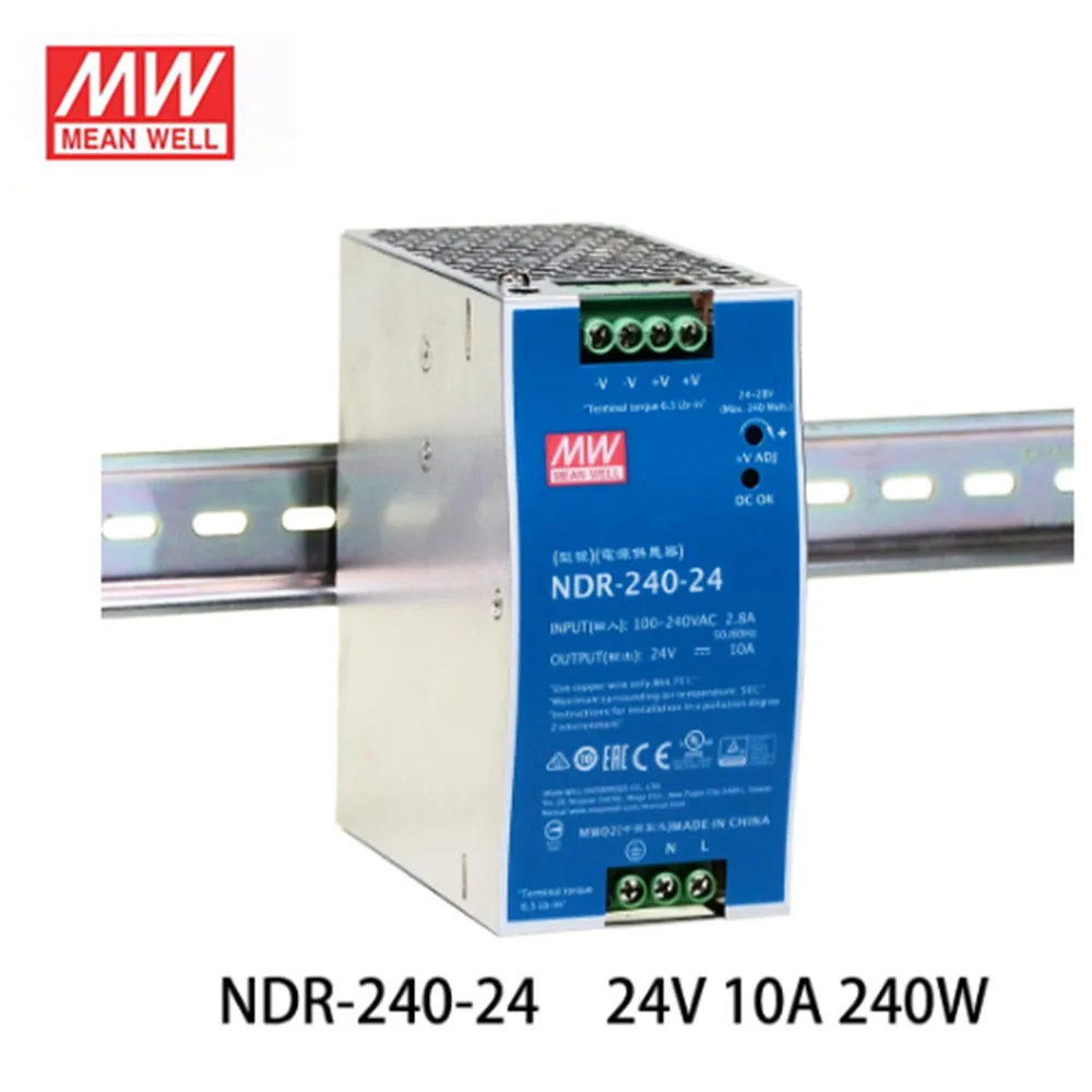Промышленный источник питания Steady MEAN WELL NDR-240-24, 24 В, 10 А, meanwell NDR-240, 240 Вт, с одним выходом, на DIN-рейку