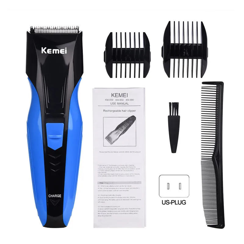 Kemei Перезаряжаемые машинка для стрижки волос Для мужчин Электрический Профессиональный волос, триммер для волос, Мужская бритва для бритья бороды резки комплект Уход за лицом