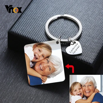 

Vnox Customized Key Chain Full Color Photo Personalize Key Chain for Men Women Stainless Steel Jewelry School Badge Wholesale