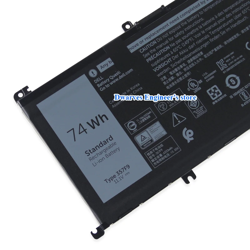 Оригинальный 74Wh 357F9 Батарея для Dell Inspiron 15(7559) 15 7559 7557 7566 7567 I7559 763BLK ноутбук 11 1